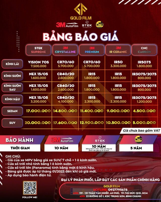 Bảng giá phim cách nhiệt 3M 